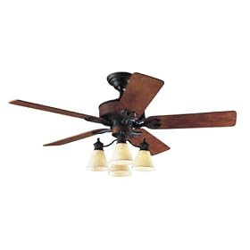 Hunter 25658 Lancaster Four-Light 52-Inch Five Blade Ceiling Fan, Antique Black with Paper... by Hunter Fan Company