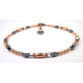 June Lt Amethyst Handmade Copper Birthstone Beaded Anklets by GemstoneGifts