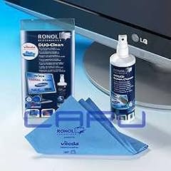 RONOL LCD / TFT Spezial Reinigungsset DUO-Clean 250 ml inkl. Vileda Professional Mikrofasertuch +GRATIS Bildschirm-Reinigungstuch 1xfeucht 1xtrocken