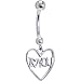 Solid 14KT White Gold I LOVE YOU HEART Belly Ring