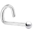 Solid 14KT White Gold 1.5mm Ball Left Nostril Screw Ring - 20 Gauge