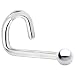 Solid 14KT White Gold 1.5mm Ball Left Nostril Screw Ring - 20 Gauge