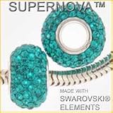 925 Silver Electric Blue Crystal PAVE December Birthstone European Charm Bead