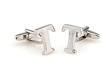 ACCSHINE Initial Cufflinks (Silver Alphabet T ) with a Black Gift Box