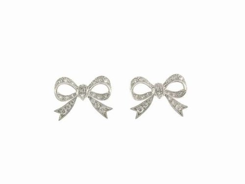 Platinum and Diamond Bow Earrings by Lucie Campbell
