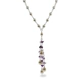 Eve's Addiction Genuine Amethyst Stone and Freshwater Pearl Necklace