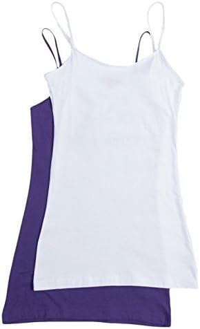 2 Pack Zenana Women's Basic Tank Tops Med White, Purple