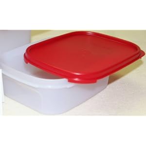 Tupperware Square 1 Modular Mates Storage Container with Passion Red Seal (5 cup capacity) by