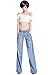 Easy New Retro Fashion womans Lady Casual Wide-leg Denim Jeans Blue Pants