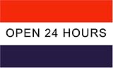 Open 24 Hours MESSAGE Flag - 3 foot by 5 foot Polyester (NEW)