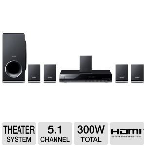 Sony 300 Watts 5.1 Channel Home Theater Surround Sound System With DVD Player, USB, HDMI, FM Tuner