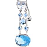 Light Blue Cubic Zirconia PALATIAL GEM Top Dangle Belly Ring - B000A0W3EG