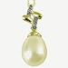 Natural Cream 10-11mm Art Deco Interlocked 14k Gold Diamond Cultured Pearl Pendant w. Gold Chain Necklace - by Dahlia Classic Jewelry Collection