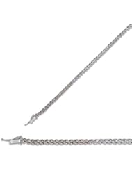 8" 14K White Gold 3.0mm (1/8") Polished Diamond Multi Line Rope Chain w/ Box Catch Clasp