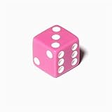 16mm d6 Pink/White Opaque Square Edge Dice with Pips