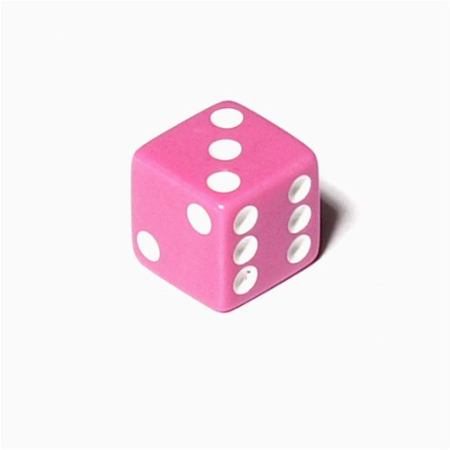 Childrens Toyshop  Toys : 16mm d6 Pink/White Opaque Square Edge Dice with Pips