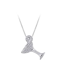 10K White Gold 1/5 ct. Diamond "Martini Glass" Pendant with Chain