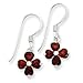 Sterling Silver Synthetic Red Flower Dangle