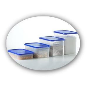 Tupperware Modular Mates Rectangle Set of Five. Red Seals by Tupperware