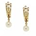Saltwater White Akoya Pearl Dangle Earrings-14K Yellow Gold