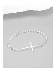 Cross Stretch Bracelet In Sterling Silver
