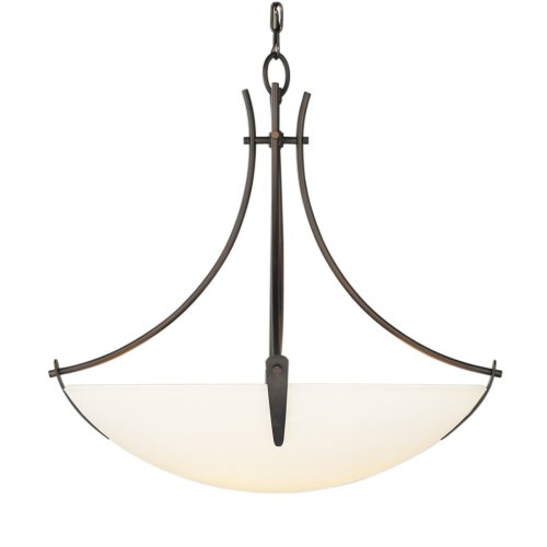 Murray Feiss F1889/3ORB Boulevard Three-Light Uplight Chandelier, Oil Ruibbed Bronze with White Opal Etched Glass Bowl