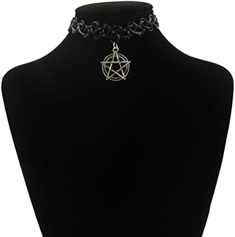 AmazingOS® Vintage Magic Gothic Pentagram Pendant Necklace Henna Tattoo Choker Black 90s