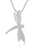 Women's Stainless Steel Cubic Zirconia Dragonfly Pendant, 18