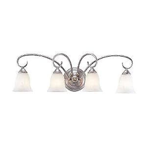 Sea Gull Lighting 4005-61 Athenia Four-Light Vanity, Silver Patina Finish with White... by Sea Gull Lighting