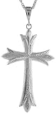 Sterling Silver 4 5/16 (109 mm) Diamond Cut Cross Pendant