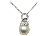 Natural South Sea Drop Pearl & Diamond Pendant in 18kt White Gold