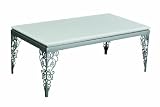 Premier Housewares Coffee Table with White Marble Top and Flower Design Ornate Stainless Steel Legs, 44 x 120 x 65 cm