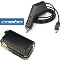 Bargaincell- 2 Pieces Value Combo Of Brand New HTC Cingular 8125 PDA Smartphone Vehicle Power Charger with IC Chip + Cellet Universal Horizontal Large Eva Pouch Leather Case