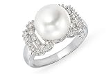 1/5 Carat Diamond and Cultured Freshwater Pearl 14K White Gold Ring