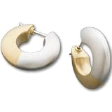 18K Yellow Gold & Platinum Hoop Earring 20.5 mm