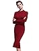 PrettyGuide Women Mock Neck Elegant Fishtail Wiggle Ruffle Midi Sweater Dress