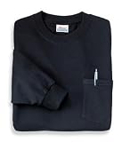 Hanes Heavyweight - 100% Cotton Long Sleeve T-Shirt with Pocket Black-L