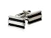Versatile 2 Bar Black and Silver Enamel Cufflinks with Presentation Box
