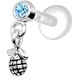 Silver 925 Aqua CZ Dangling Grenade Tragus Earring