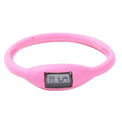 Pink Silicone Rubber Water-Resistant Ionic Sports Watch with Tourmaline