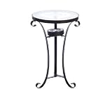 Outdoor Solar Powered Accent Table with Etched Glass
