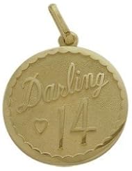 10K Yellow Gold Darling #14 Age Expression Pendant with chain