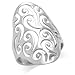 MIMI Sterling Silver Large Long 30MM Filigree Swirl Ring