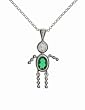 Sterling Silver Boy May Birthstone Necklace with Rolo Chain
