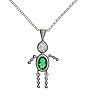Sterling Silver Boy May Birthstone Necklace with Rolo Chain