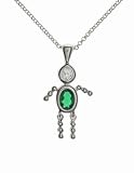Sterling Silver Boy May Birthstone Necklace with Rolo Chain