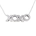 Women's Stainless Steel with Cubic Zirconia-Accent Hugs and Kisses Pendant, 18