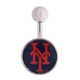 New York Mets 316L Stainless Steel Belly Ring - 14G - 3/8 Inch Bar Length - Sold Individually