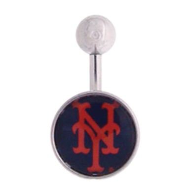 New York Mets 316L Stainless Steel Belly Ring - 14G - 3/8 Inch Bar Length - Sold Individually