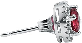 Ismell 1 Pair Fashion Women Elegant Zircon Diamond Ruby Stud Earring (Red)